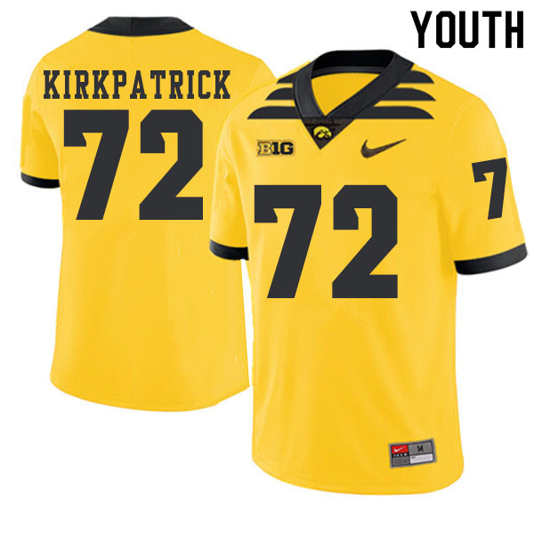 2019 Youth #72 Coy Kirkpatrick Iowa Hawkeyes College Football Alternate Jerseys Sale-Gold